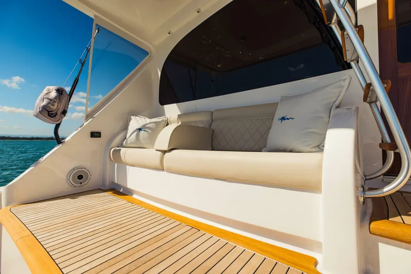 Slide: The Image of Luxurious seating area on 2020 Viking 72 yacht with ocean view. - 45