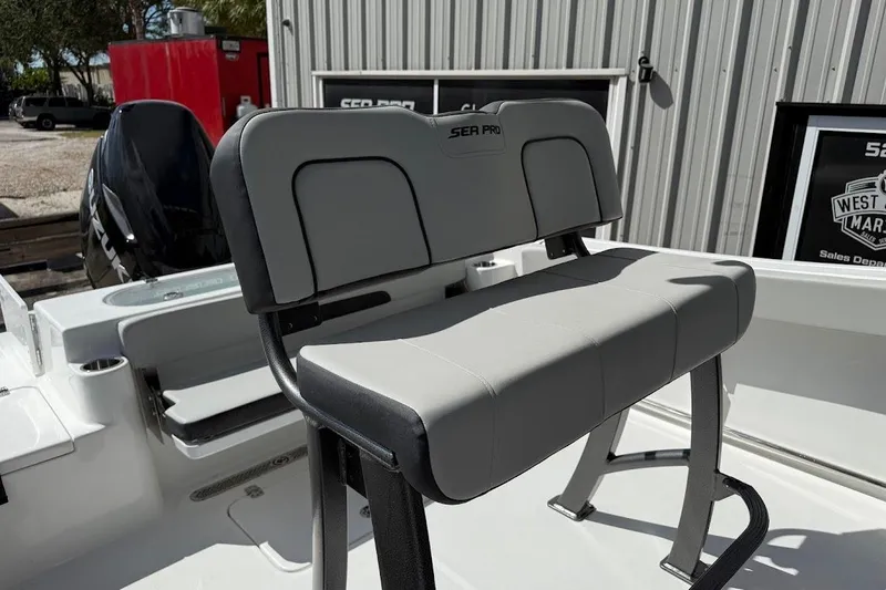 Slide: The Image of 2026 Sea Pro 242 Center Console boat with sleek seating and modern design. - 20