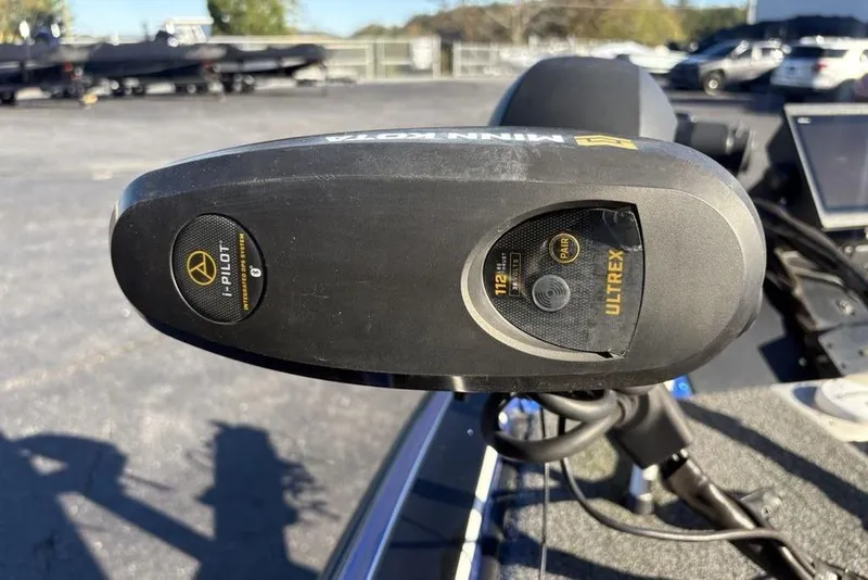 Slide: The Image of Minn Kota Ultrex trolling motor on 2021 Caymas CX20 boat, featuring i-Pilot technology. - 9