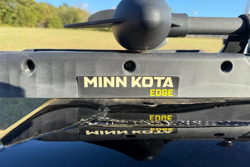 Slide: The Image of Minn Kota Edge trolling motor on 2020 Tracker Pro Team 175 boat, outdoor setting. - 18
