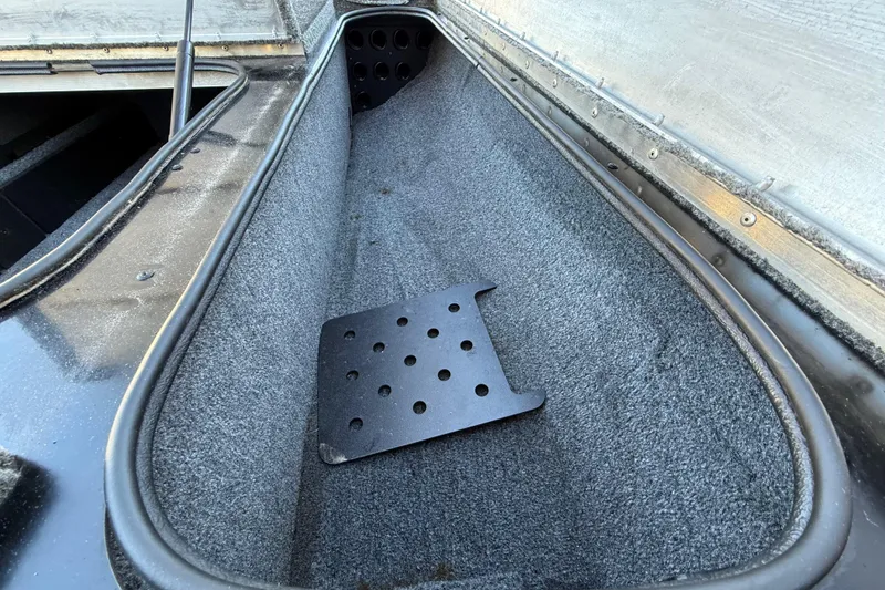 Slide: The Image of 2020 Tracker Pro Team 175 boat interior storage compartment with carpeted lining. - 28