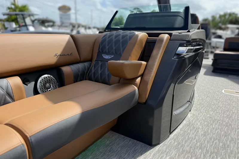 Slide: The Image of Luxurious interior of 2026 Bennington 30 QXSBAX2 boat with premium seating and sleek design. - 10