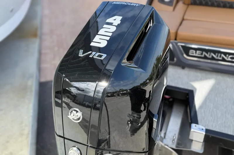 Slide: The Image of Mercury 425 V10 engine on 2026 Bennington 30 QXSBAX2 boat, close-up view. - 4