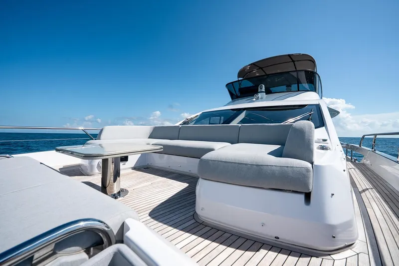 Slide: The Image of Luxurious 2024 Azimut S7 yacht deck with elegant seating and ocean view. - 31
