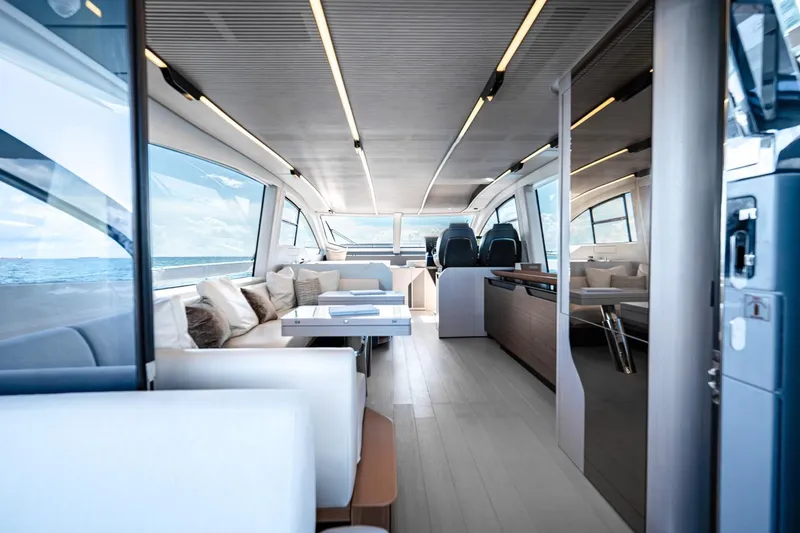 Slide: The Image of Luxurious interior of 2024 Azimut S7 yacht with modern design and ocean view. - 34