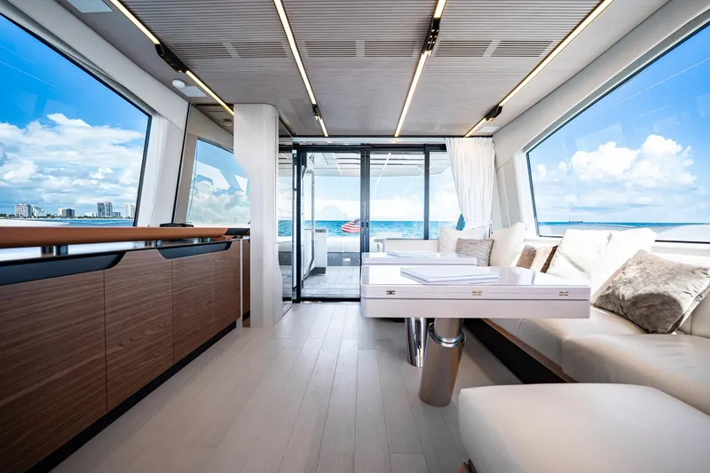 Slide: The Image of Luxurious interior of 2024 Azimut S7 yacht with ocean view and modern furnishings. - 35