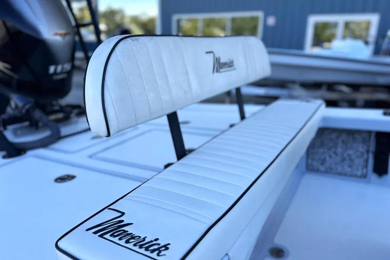Slide: The Image of 2021 Maverick 18 HPX-V boat seat with logo, showcasing sleek design and craftsmanship. - 11