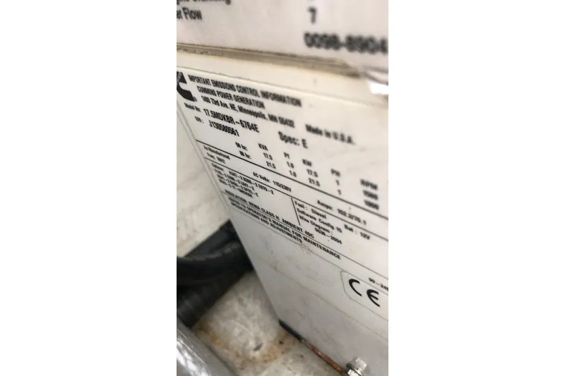 Slide: The Image of Close-up of a technical label on a 2014 FONTAINE PAJOT 63 model. - 56