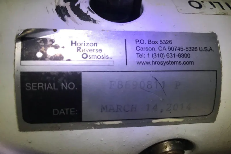 Slide: The Image of Label on Horizon Reverse Osmosis system with serial number and date, March 14, 2014. - 59