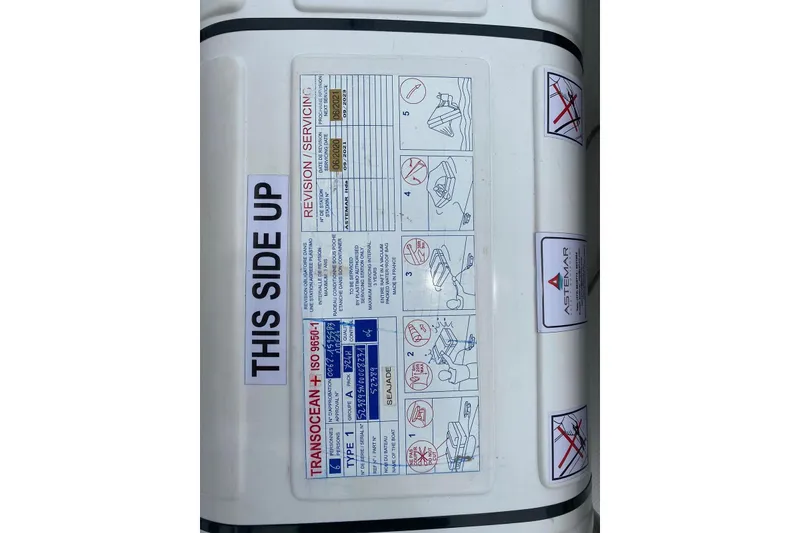 Slide: The Image of FONTAINE PAJOT 63, 2014 model, safety instructions and servicing details on equipment. - 66