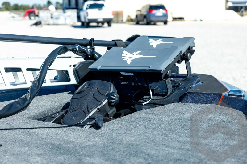 Slide: The Image of 2026 Skeeter ZXE20 boat with advanced control panel and foot pedal on deck. - 40