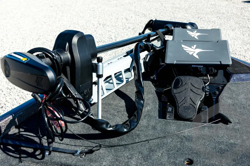 Slide: The Image of 2026 Skeeter ZXE20 boat with advanced trolling motor and control system. - 44