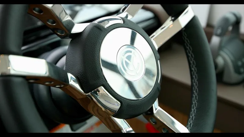 Slide: The Image of Close-up of the 2024 Cruisers Yachts 50 Cantius steering wheel. - 37