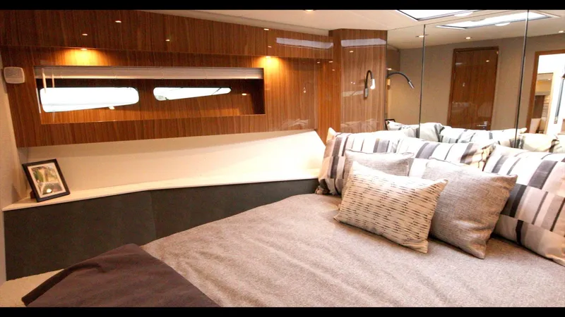 Slide: The Image of Luxurious bedroom interior of 2024 Cruisers Yachts 50 Cantius with modern decor. - 43