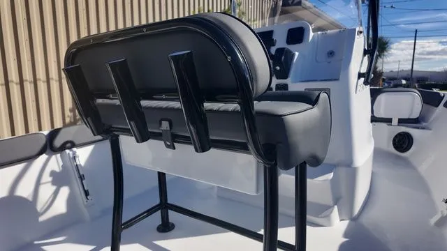 Slide: The Image of 2026 ALK2 Powerboats 23CRX interior with sleek seating and modern console design. - 36