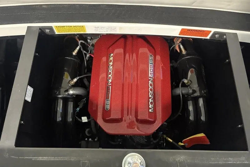 Slide: The Image of 2015 Malibu Wakesetter 247 LSV engine, Monsoon 409, red cover, detailed view. - 28