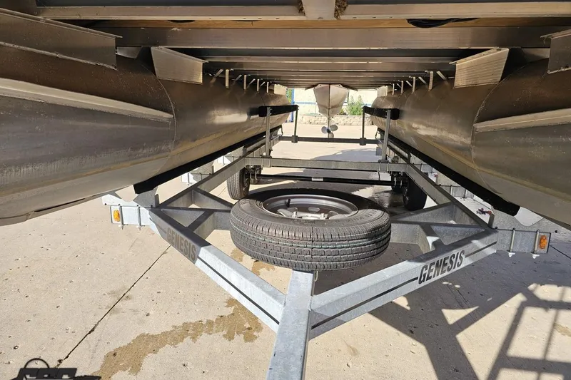 Slide: The Image of Underneath view of 2022 Bennington SX 21 Fishing boat on Genesis trailer. - 14