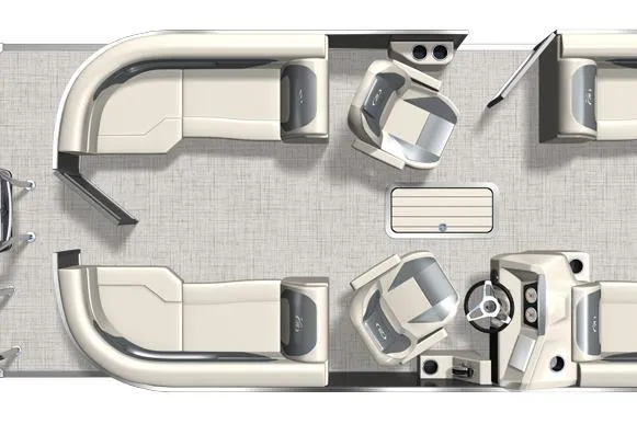 Slide: The Image of 2026 Barletta A22QC pontoon boat interior layout with seating and helm. - 14