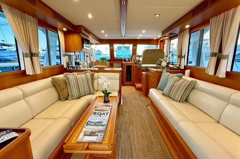 Slide: The Image of Luxurious interior of 2009 Grand Banks 47 Heritage EU yacht with elegant seating and decor. - 11