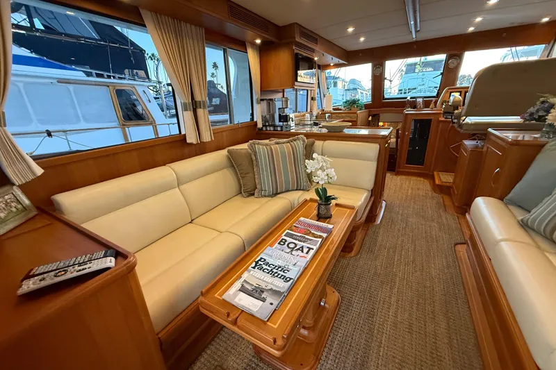 Slide: The Image of Luxurious interior of 2009 Grand Banks 47 Heritage EU yacht with elegant seating and decor. - 12