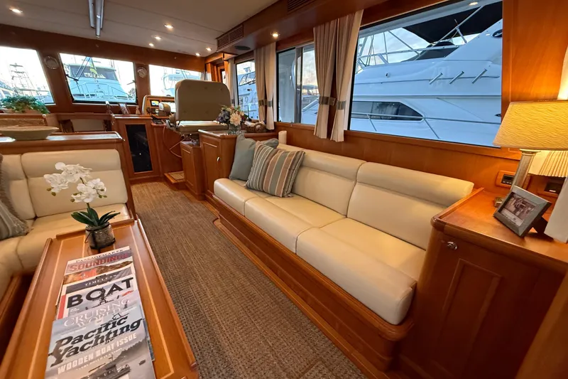 Slide: The Image of Luxurious interior of 2009 Grand Banks 47 Heritage EU yacht with elegant seating and decor. - 13