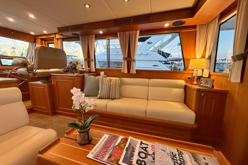 Slide: The Image of Luxurious 2009 Grand Banks 47 Heritage EU yacht interior with elegant seating and decor. - 14