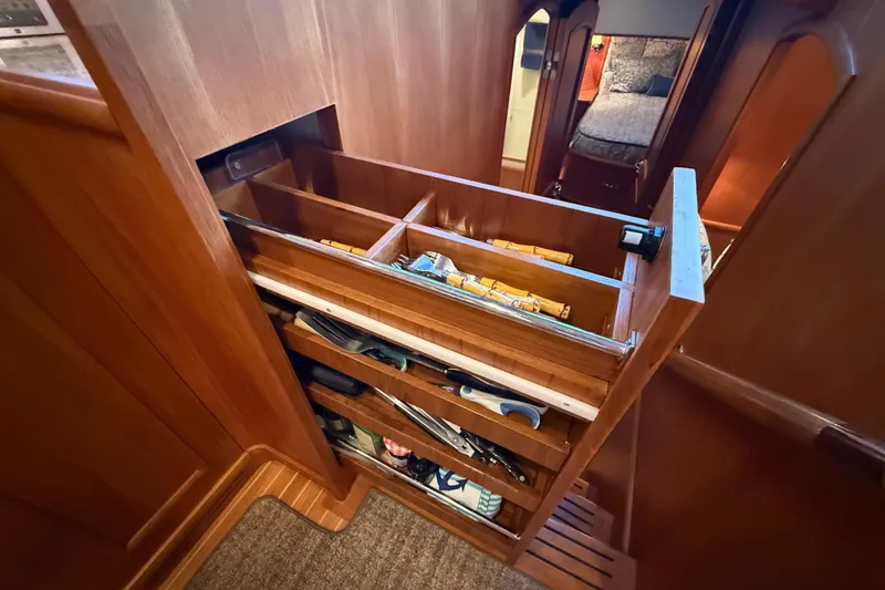 Slide: The Image of Wooden storage drawers in 2009 Grand Banks 47 Heritage EU yacht interior. - 34
