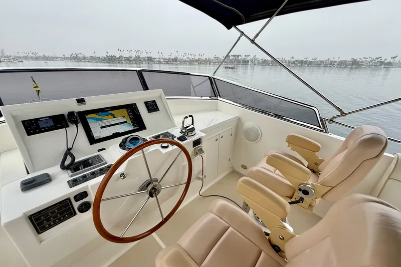 Slide: The Image of Helm of 2009 Grand Banks 47 Heritage EU yacht with navigation equipment and leather seats. - 75