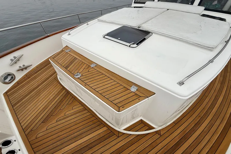 Slide: The Image of Teak deck of 2009 Grand Banks 47 Heritage EU yacht with storage compartment. - 83