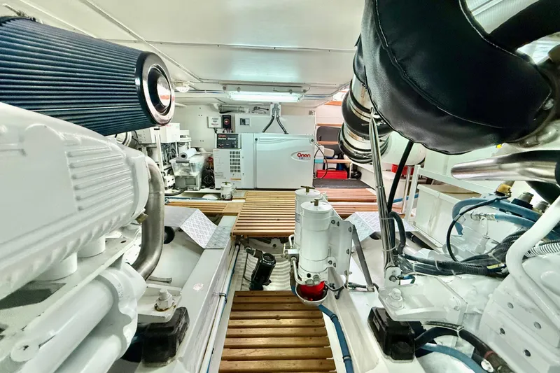 Slide: The Image of Engine room of 2009 Grand Banks 47 Heritage EU yacht, showcasing machinery and equipment. - 93