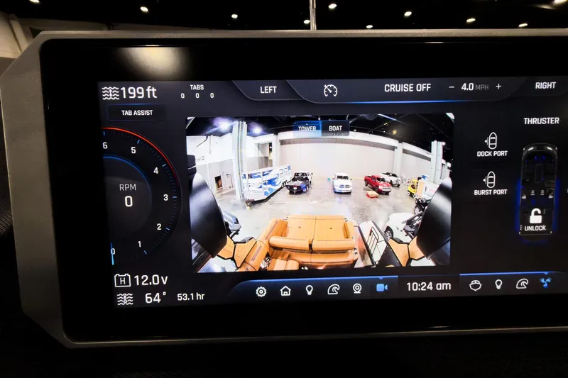 Slide: The Image of Dashboard display of 2026 Montara Surf Boss EVO SL 23', showing camera view and controls. - 29