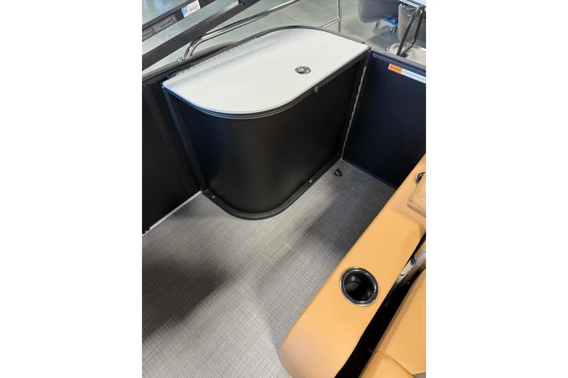 Slide: The Image of Interior of 2026 Crest Conquest 230 SLSC boat with seating and cup holder. - 14