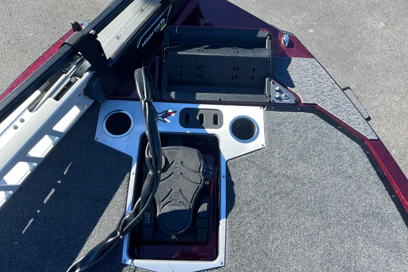 Slide: The Image of 2026 Vexus VXS20 boat deck with Minn Kota trolling motor and control panel. - 11