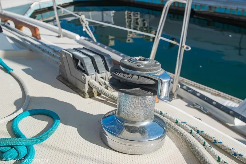 Slide: The Image of Winch and ropes on a 1985 Catalina 36 sailboat deck. - 34