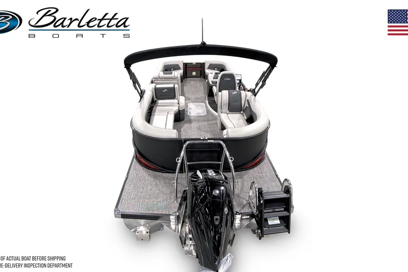 Slide: The Image of 2026 Barletta C24Q pontoon boat with luxurious seating and modern design. - 14