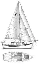 Slide: The Image of Drawing of a 1988 Pacific Seacraft Dana 24 sailboat. - 2