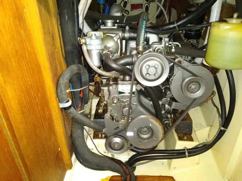 Slide: The Image of Engine compartment of a 1988 Pacific Seacraft Dana 24 sailboat. - 33