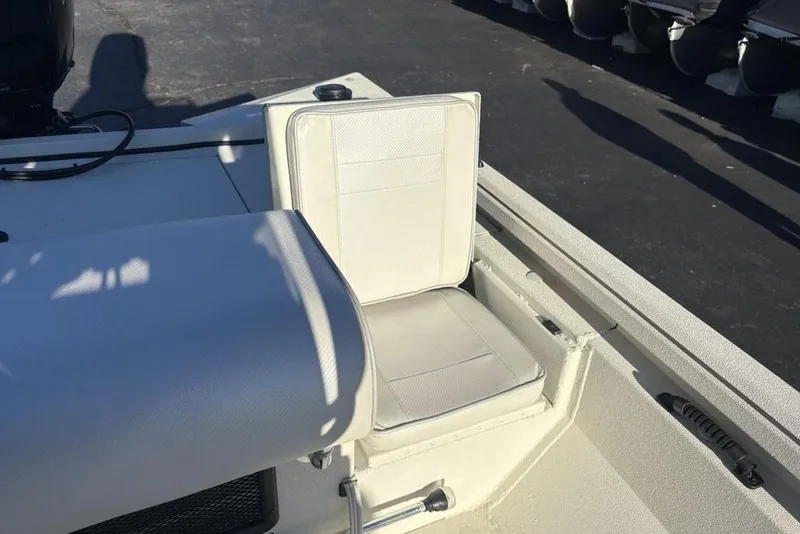 Slide: The Image of 2024 Ranger RB200 boat with white seating and deck, showcasing modern design. - 26