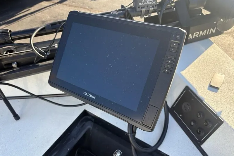 Slide: The Image of Garmin display on 2024 Ranger RB200 boat dashboard, featuring advanced navigation technology. - 6