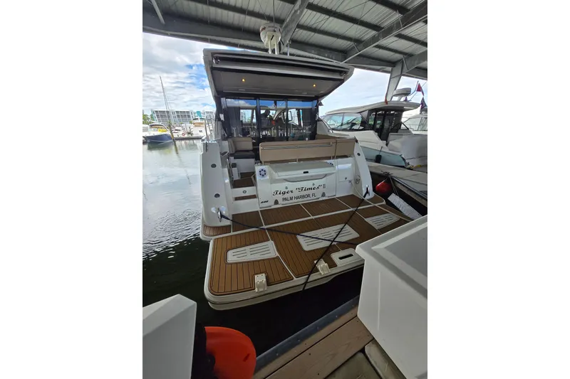 Slide: The Image of Luxurious bathroom in 2017 Sea Ray Sundancer 400 yacht with shower and toilet. - 20