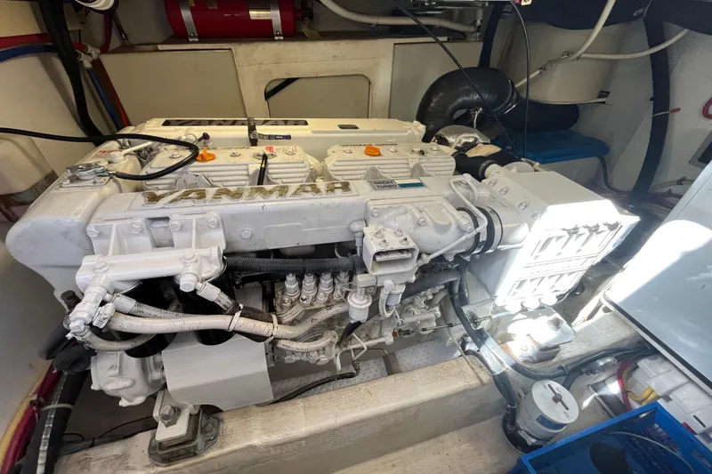 Slide: The Image of Engine room of a 2004 Sabre 42 Hardtop Express with Yanmar diesel engine. - 27