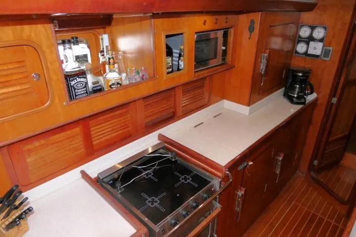 Slide: The Image of Stainless steel stove in 2006 Tayana 58 Deck Salon yacht kitchen. - 12