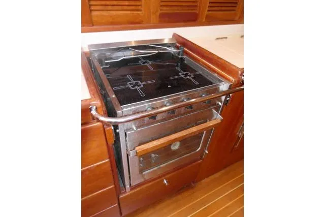 Slide: The Image of Coffee maker on counter in 2006 Tayana 58 Deck Salon yacht interior. - 13