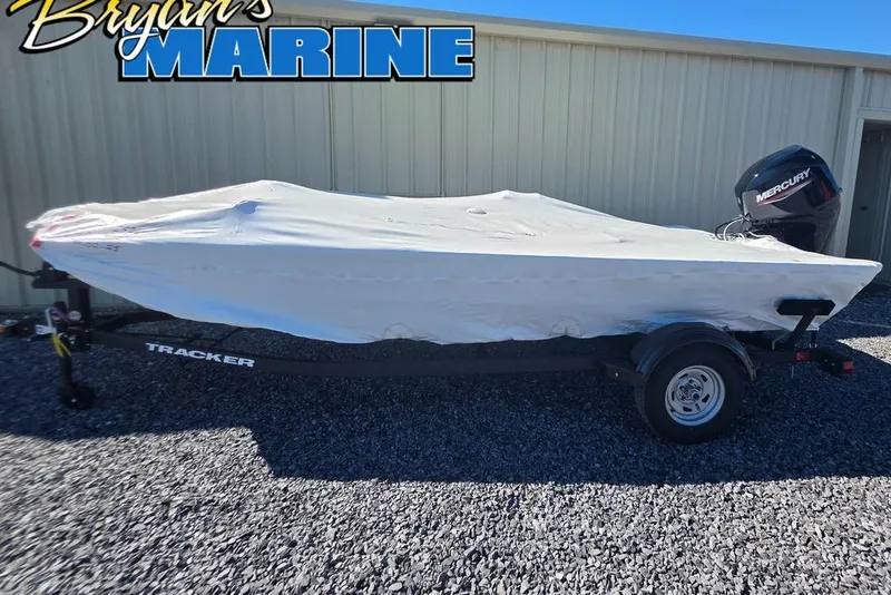 The Image of 2026 Tracker Pro 170 boat covered, on trailer, at Bryan's Marine dealership. - 0