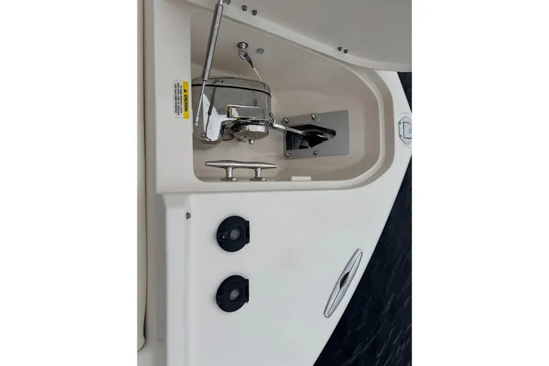 Slide: The Image of 2020 Grady-White Freedom 285 boat anchor compartment with stainless steel fittings. - 23