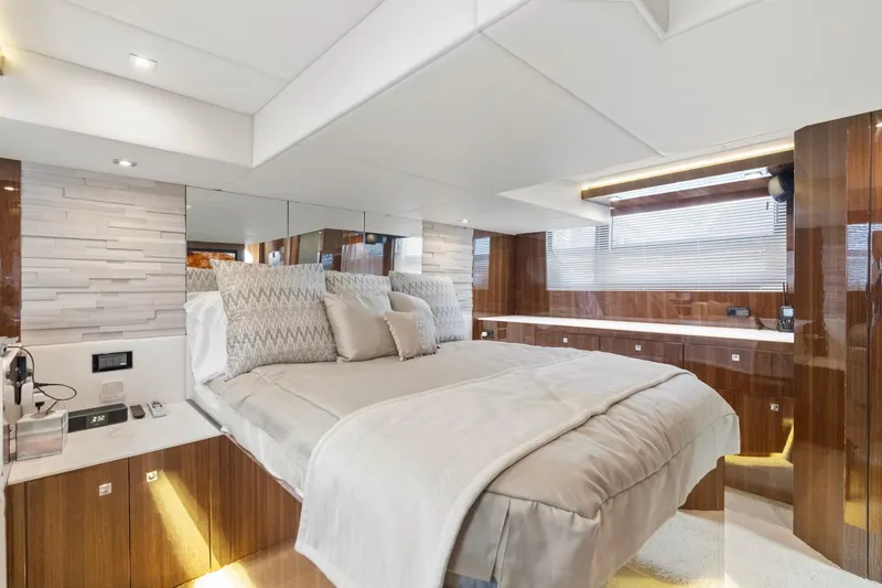 Slide: The Image of Luxurious bedroom interior of 2022 Cruisers Yachts 54 Cantius with modern design and elegant finishes. - 42