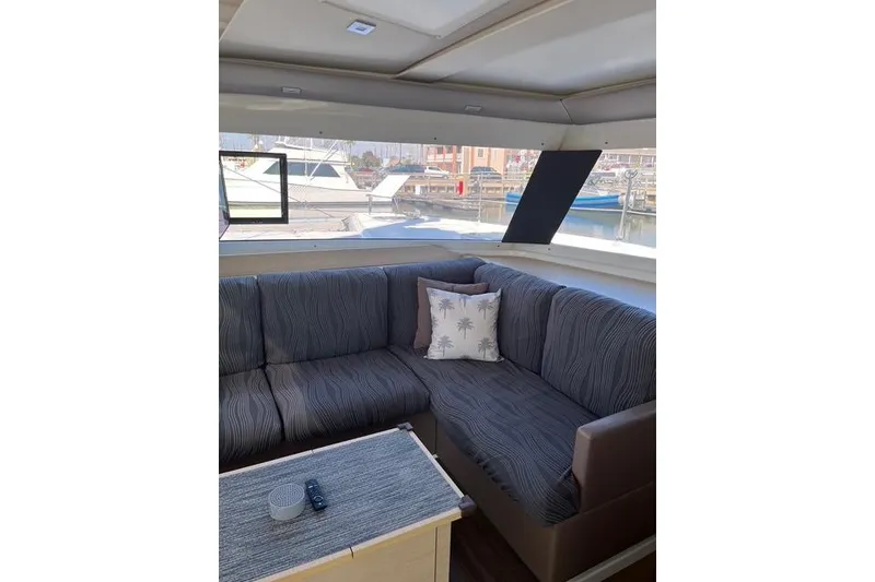 Slide: The Image of Interior of 2018 Fountaine Pajot Helia 44 Evolution yacht with cozy seating area. - 38