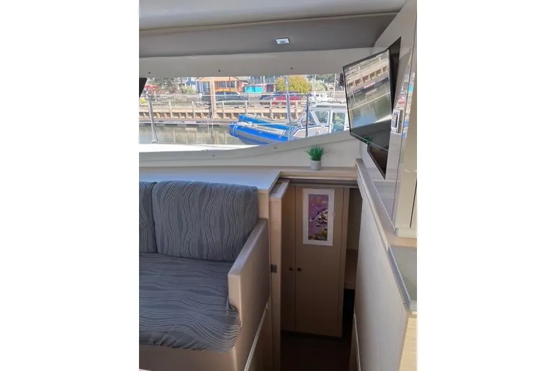 Slide: The Image of Interior of 2018 Fountaine Pajot Helia 44 Evolution catamaran with modern seating and decor. - 39