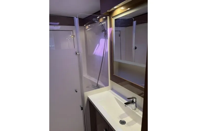 Slide: The Image of Bathroom interior of 2018 Fountaine Pajot Helia 44 Evolution yacht, featuring modern fixtures. - 54