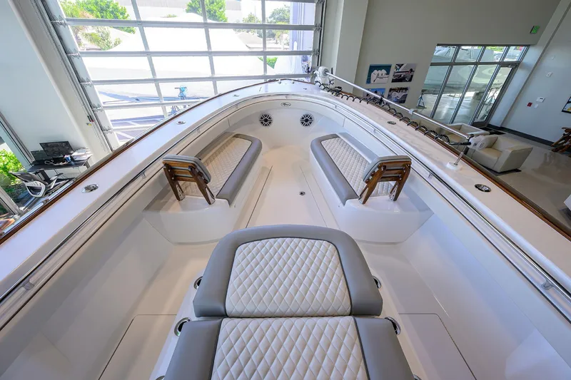 Slide: The Image of Luxurious interior of 2025 Valhalla V-37 boat with elegant seating and modern design. - 9
